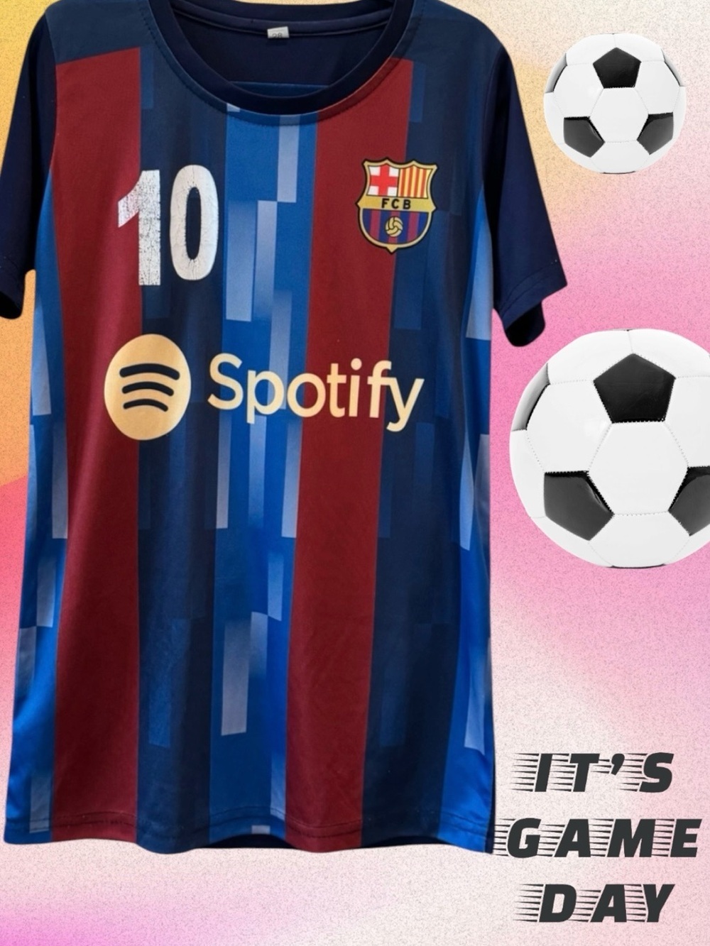 2 for $30 | Messi #10 Barcelona FC Spotify Replica Soccer Jersey